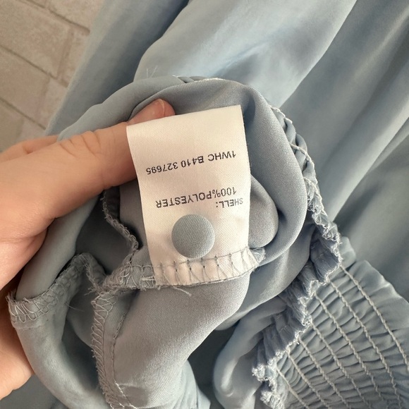 Valleygirl Satin Tie Front Blouse in Blue with Button-Down front - Picture 6 of 7